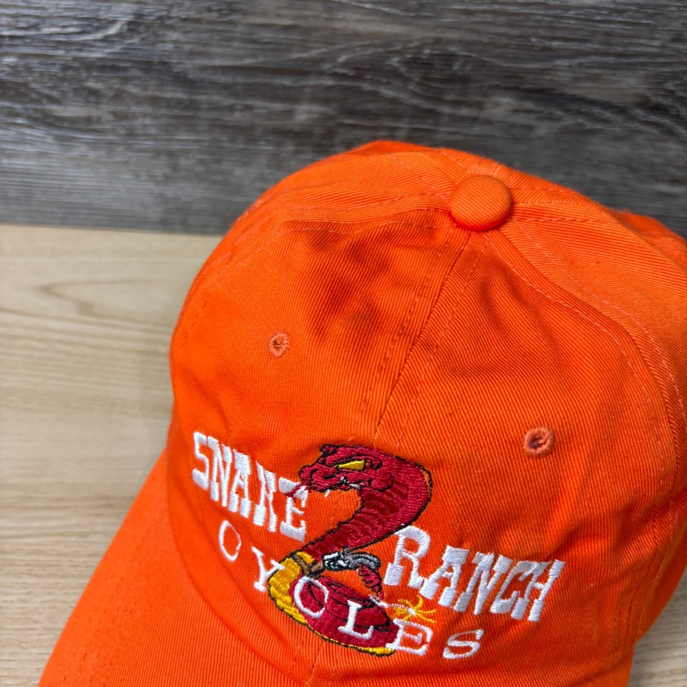 Snake Ranch Cycles Hat Cap Strap Back Orange Adjustable - Picture 5 of 12
